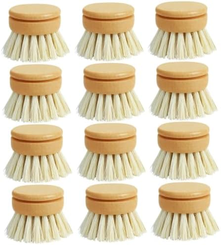 12 Pcs Wooden Dish Brush, Palm Size Reusable Dish Brushes with Sisal Bristles and Wooden Handle for Pots and Pans Kitchen by Unknown