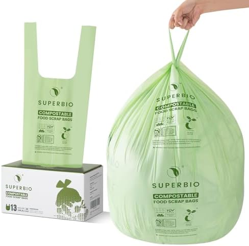 SUPERBIO 13 Gallon Compostable Kitchen Waste Bags with Handles by SUPERBIOCOMPOSTABLEBAGS