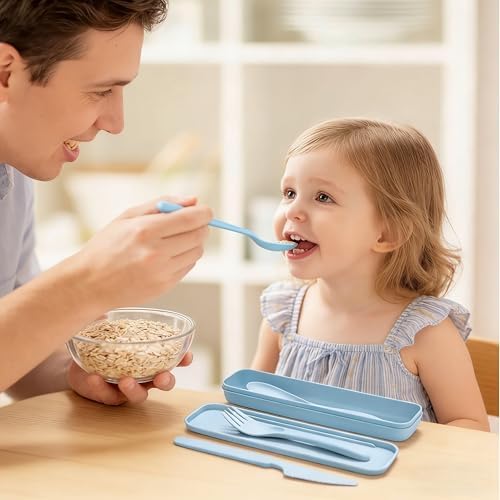 Wheat Straw Travel Utensils, BPA Free Reusable Fork Spoon Knife with Case - Image 5