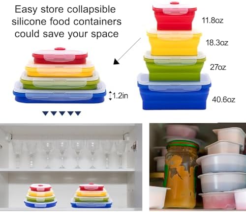 Collapsible Silicone Food Storage Container Set (MULTI COLOR) - Image 5