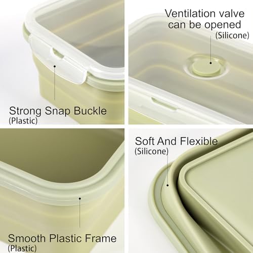 Collapsible Silicone Food Storage Containers with Airtight Lid & Vent 40oz - Image 6
