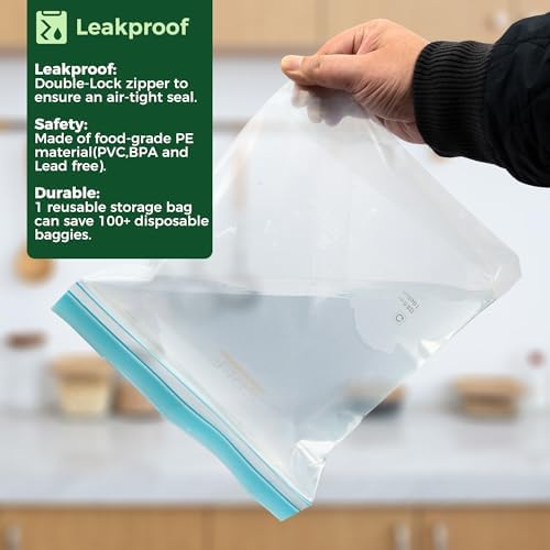 SPLF 8 Pack Reusable Gallon Freezer Bags Dishwasher Microwave Safe - Image 4