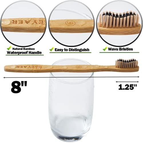 10 Pack Bamboo Toothbrushes,5 Soft 5 Medium Bristles for Adults Eco-Friendly Wooden Handle BPA-Free - Image 6
