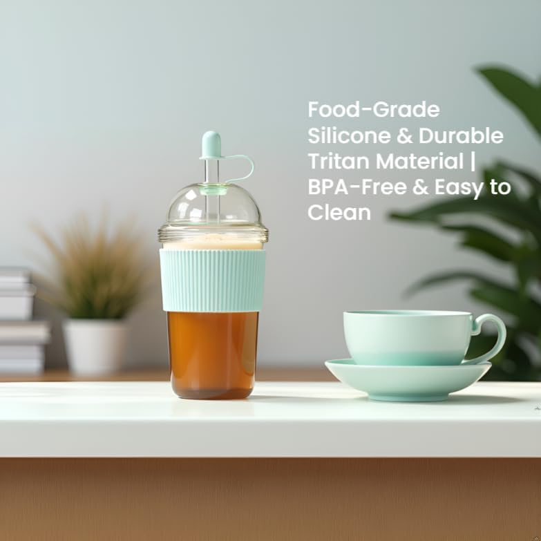 Reusable Ices Coffee Cups with Lids and Straws 17oz, Boba Cup with Straw,Tumbler with Silicone Sleeve for Cold Drinks, Iced Coffee, Bubble Tea ，light Blue - Image 5
