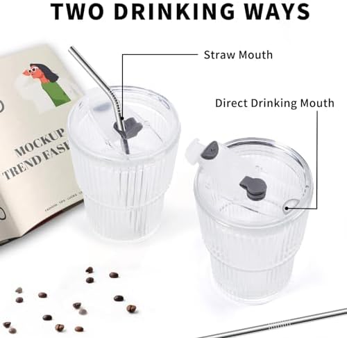 Iced Coffee Cups with Lids and Straws Set of 2, 16 Oz Unbreakable Plastic Drinking Cups Reusable Iced Coffee Cup to Go for Iced Tea,Juice, Water,BPA Free, Dishwasher Safe - Image 3