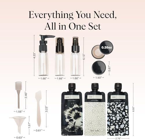 Kitsch 11 PCS Containers Travel Size Toiletries - Black & Ivory - Image 6