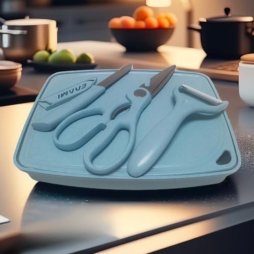 ZeQi 5-in-1 Cutting Board, Knife, Peeler, Scissors and Tray Set/Travel, Camping, Outdoor, Dorms, Small Cutting Boards, BPA Free, Dishwasher Safe, Kitchen Utensils, Gift - Image 6