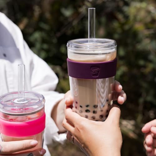 KeepCup Cold Cup - Longplay Double wall Glass Ice Coffee Tumbler with Lid and Straw - 16oz (454ml) - Black - Image 7