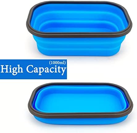 Collapsible Lunch Box Containers, Silicone Bento Box with Airtight Lid and 2 in1 Spoon & Fork, 1000ml Large Portion Reusable Silicone Food Storage Container, Microwave Dishwasher Safe - Image 5