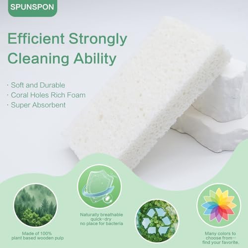 Large Cellulose Sponges, Kitchen Sponge for Dish, Thick Heavy Duty Scrub Pads, Non-Scratch Scrubber for Household/Cookware/Bathroom/Office/Boat 5.5" x 3" x 1" (7 Pack) White - Image 4