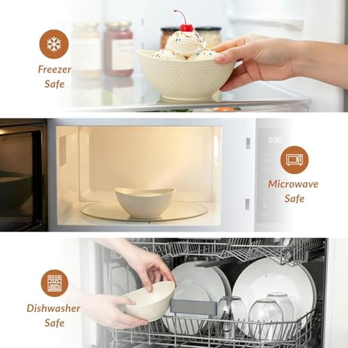 Homienly Wheat Straw Small Bowls Dessert Bowls Set of 6 Unbreakable Ice Cream Bowls for Kitchen, Camping, RV, Dorm, Microwave & Dishwasher Safe Mini Bowls for Yogurt, Snack 10 OZ (Beige) - Image 5