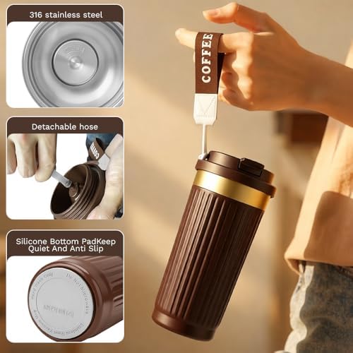 Vacuum Insulated Stainless Steel Travel Coffee Mug,Leak Proof Cup with Lid - Image 3
