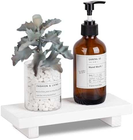 Bathroom Tray Farmhouse Decor Kitchen Soap Holder, 8.7" * 3.6" White by zoocatia