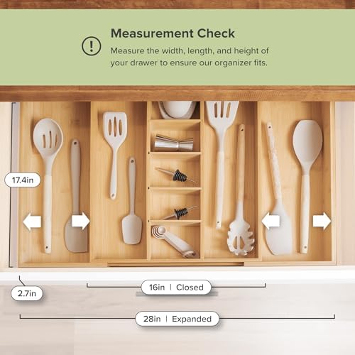 KitchenEdge Utensil & Junk Drawer Organizer, 16-28 in, Bamboo - Image 4