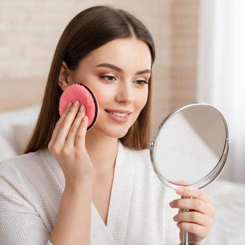 5 Pcs Reusable Cotton Rounds for Face Soft Makeup Remover Pads Washable Makeup Remover Cloth Double-Sided Reusable Makeups Removers Pads for Facial Cleansing 5 Colors - Image 4