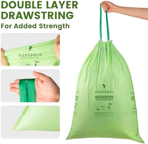 SUPERBIO 13 Gallon Compostable Drawstring Kitchen Waste Bag, 30 Count - Image 3