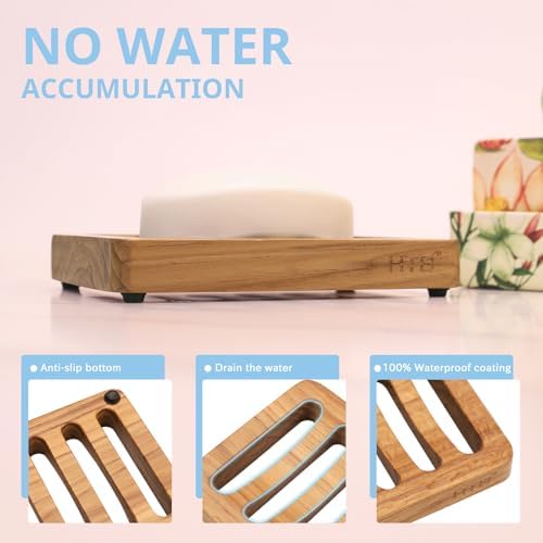 HTB 2 Pack Slotted Bar Soap Holder Teak Wood,Sponge Holder for Kitchen Sink - Image 5