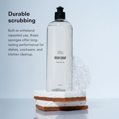 Public Goods Scrubber Sponge | Cleaning & Scrubbing Sponges for Dishes & Kitchen Sink | Natural, Plant-Based Sponges | Pack of 12 - Image 6