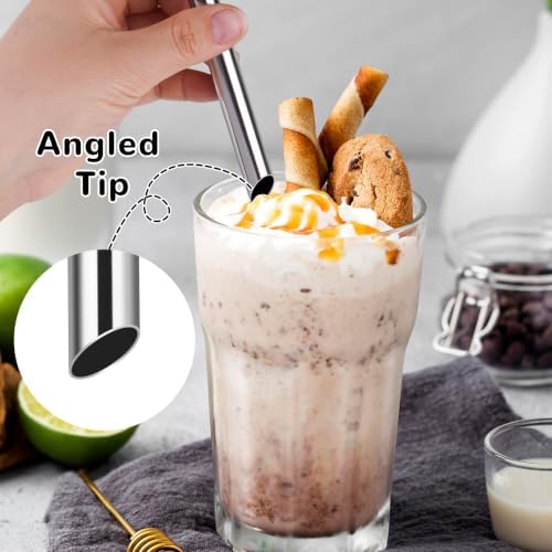 NiHome 4-Pack Stainless Steel Straws for Boba, Smoothie, 10.4” Metal Straws - Image 3
