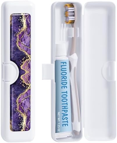 Toothbrush Travel Case - Colorful Pattern, Holder and Covers for Toothbrushes, Includes Tongue Scraper Case by Gerkia