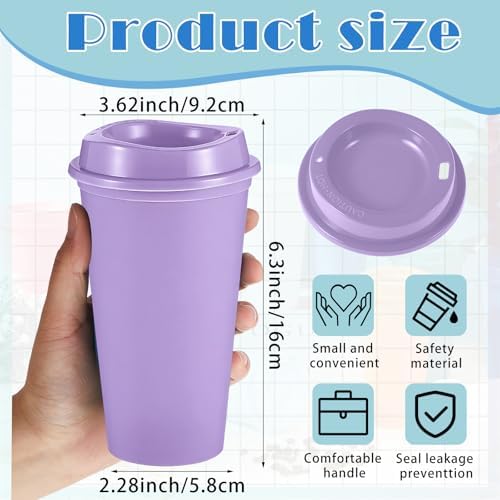 FillTouch 12 Pcs 16 oz Reusable Coffee Cups with Lids, Morandi Pastels - Image 2