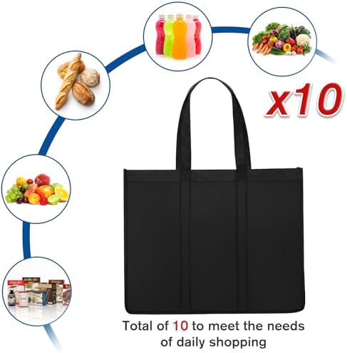 Reusable Grocery Shopping Bags 10 Pack Large Foldable Tote Bags Bulk - Image 5