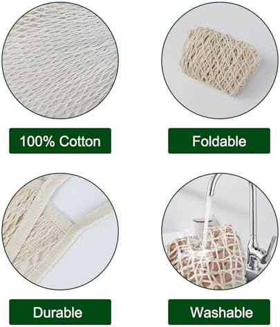2-Pack Reusable Mesh Grocery Bags, 100% Cotton String, Long Handle Produce Bags, Fruit & Veggie Storage - Image 5