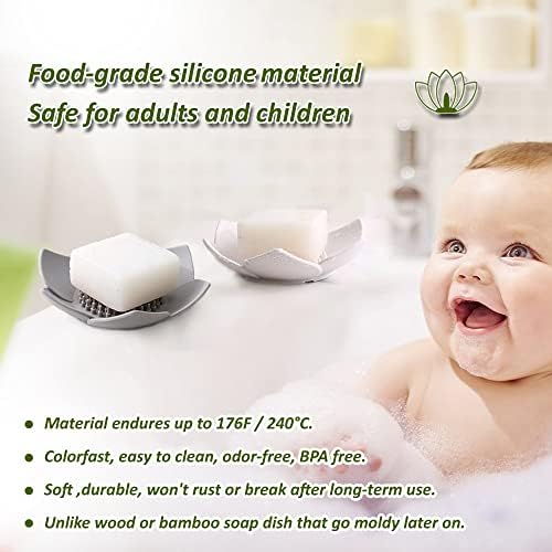 2 Pack Silicone Soap Tray Dishes Soap Holder Saver Draining Bathroom Shower Sink Bathtub - Image 4