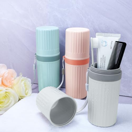 Mulbozy Travel Toothbrush Holder, Large Travel Toothbrush Cup Case, Portable Travel Toothbrush Toothpaste Makeup Storage for Business Trip Camping School - Blue - Image 5