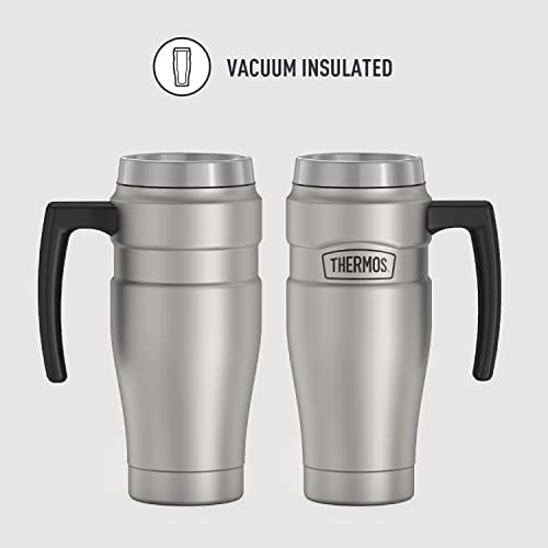 THERMOS Stainless King Vacuum-Insulated Travel Mug with Handle-16oz,Matte Steel-Thermos Tumbler for Hot&Cold Drinks-Leak-Proof&Sweat-Proof Stainless Steel Coffee Mug with Lid for Commuting,(Pack of 4) - Image 2