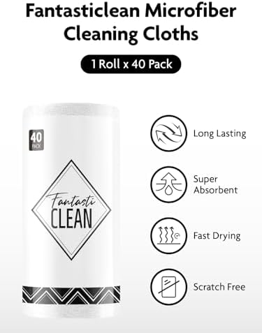 Fantasticlean Microfiber Cleaning Cloth Roll- 40 Sheets, 12" x 12" (White) - Image 4