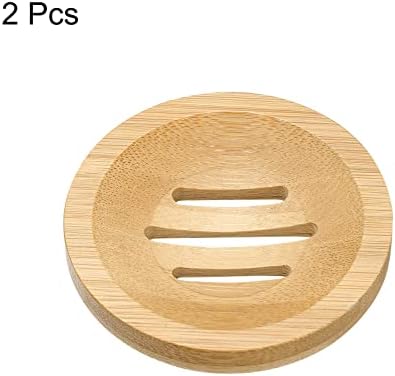 uxcell Wooden Soap Dish, 2Pack Natural Bamboo Soap Saver Tray Self Draining Soap Holder for Bathroom, Bathtub, Kitchen Sink - Image 3