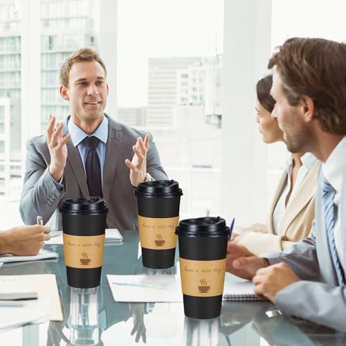 Lamosi 20 oz Coffee Cups 50 Pack, Disposable To Go Paper Cups with Lid - Image 3
