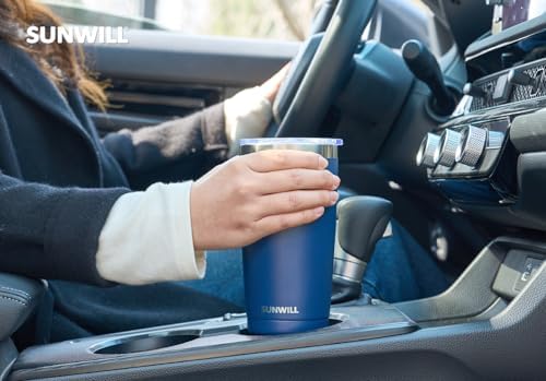 SUNWILL Travel Coffee Tumbler 20 oz, Insulated Mug with Lid, Stainless Steel Cup for Outdoor, Powder Coated Navy - Image 6