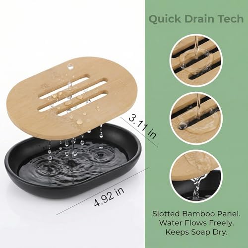 Bamboo Soap Holder Wooden Dish Bar Tray for Shower Sink Bathroom Self Draining Soap Stand Holders Dishes of Soaps Saver for Homemade Soaps - Image 7