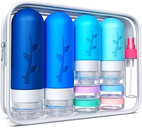 Tocelffe 18pack Travel Bottles for Toiletries,TSA Approved Silicone Travel Containers jar for Toiletries,Leak Proof Refillable Liqus Shampoo And Conditioner Essentials toiletry by Tocelffe