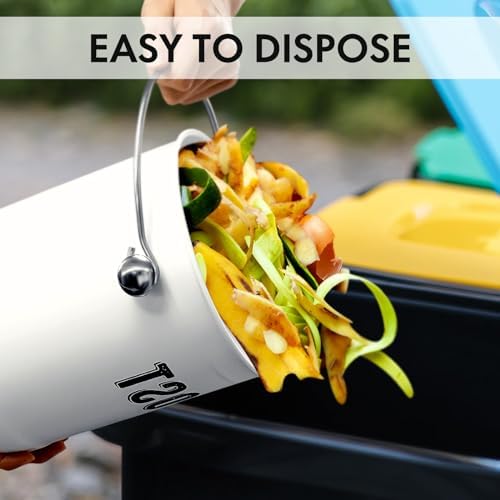 ENLOY Kitchen Countertop Compost Bin, 1.3 Gallon, Stainless Steel, White - Image 5