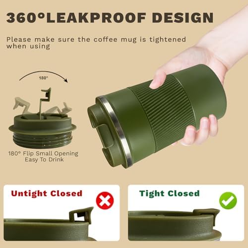 Vacuum Insulated Stainless Steel Travel Coffee Mug,Leak Proof Cup with Lid - Image 5