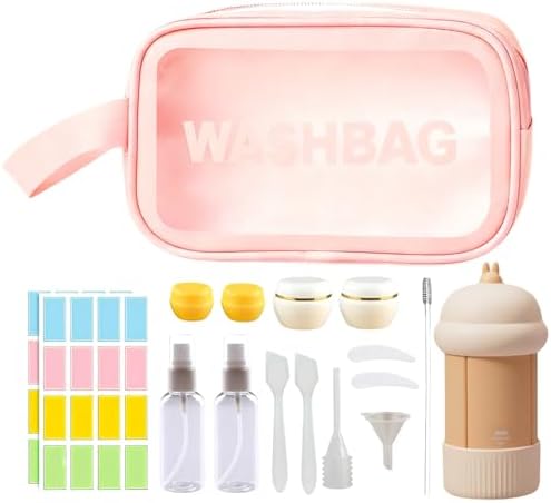 Travel Cosmetic Case Toiletry Bag with Zipper Refillable 4-in-1 Silicone Kit Toiletry Bottles、Squeeze Toiletry Bottles Leakproof Accessories for Toiletries Shampoo Lotion Body Wash (BPA Free) by NAICHA