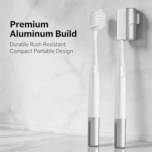 Aluminum Toothbrush Cover Cap with 2 Manual Soft Bristle Toothbrushes - Image 2