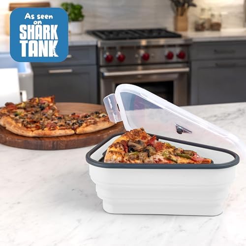 PIZZA PACK The Perfect Reusable Pizza Storage Container with 5 Microwavable Serving Trays - BPA-Free Adjustable Pizza Slice Container to Organize & Save Space, 2 Pack, White - Image 5