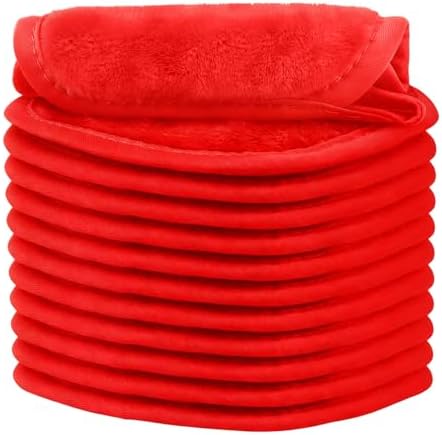 Orighty Makeup Remover Cloth, 12 Pack Makeup Removal Face Cleansing Cloth, Reusable Make Up Remover Pads Remove Instantly Dirt with Just Water, 5 x 5 in, Red by AllRightinOrighty