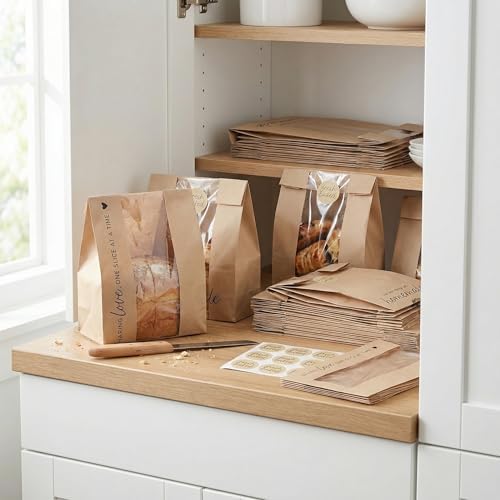 Beautiful Bread Bags for Homemade Bread - Clear Window Bakery Paper Bags - Image 2