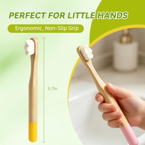 EasyHonor 4 Pack Kids Bamboo Toothbrush, Extra Soft Toothbrush for Kids - Image 4