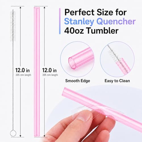 Joshey Replacement Straws for Stanley Quencher 40oz Tumbler, 6 Pack - Image 2
