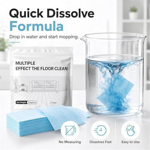 Multi-Surface Floor Cleaner Tablet, 100 Piece Upgraded Floor Cleaning Solution Tablets, for Hardwood, Tile, Laminate & More（Blue） - Image 4