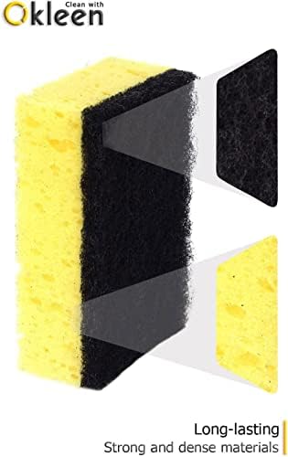 Yellow Multi Use Scrub Sponge. Made in Europe. 9 Pack, 4.3x2.8x1.4 inches. Odorless Heavy Duty and Non Scratch Fiber. Durable and Delicate Scrubber for Hard Dirty Surfaces in Daily Cleaning - Image 5