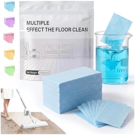 100pcs Multi Surface Effect Floor Clean Tablets All Purpose Natural Wood Floor Cleaner Mopping Tile Cleaning Solution Pet Safe Friendly Non Toxic Robot Vacuum Scented Power Mop Soap (Blue, 200PCS) by Vdhwter
