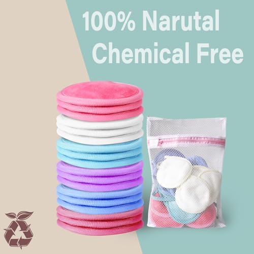 Nugilla Reusable Makeup Remover Pads, 18 Packs Microfiber Face Cloth with a Washable Laundry Bag, Reusable Rounds Towels for Face Cleaning, Soft Facial Rounds Wipes Eyes/Lips Clean for Women Gifts - Image 6