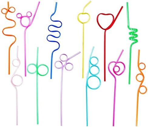 24 Pcs Silly Crazy Straws for Kids Reusable Plastic Loop Curly Crazy Drinking Straws for Classroom Activities Valentines Day Gift Christmas Birthday Wedding Party Supplies Decoration by WelcometoCVNDKN